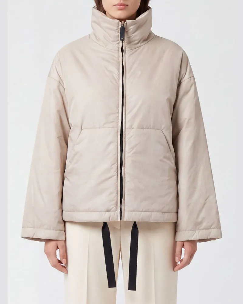 Max Mara Kurze Daunenjacke aus Funktionsstoff mit Stehkragen und Kordelzugsaum Ice