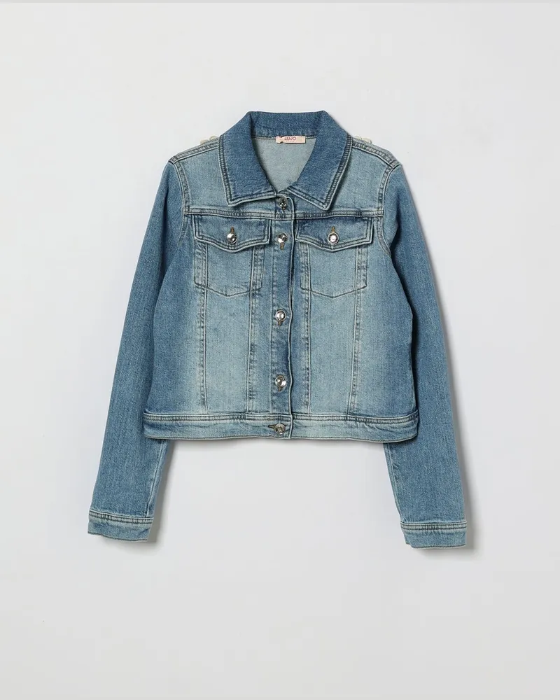 Liu Jo Jeans-Hemdjacke für Jungen mit Stickerei und aufgesetzten Taschen Navy