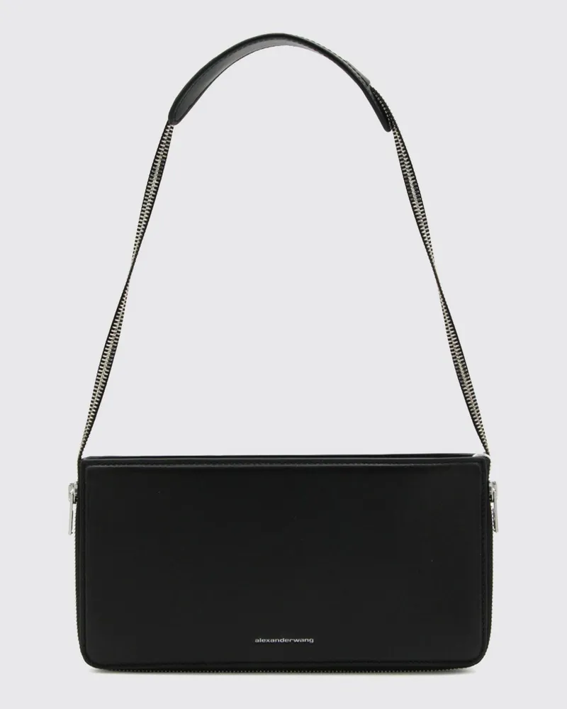 Alexander Wang Siren Mini-Schultertasche aus Leder mit flachem Griff und Reißverschluss Schwarz