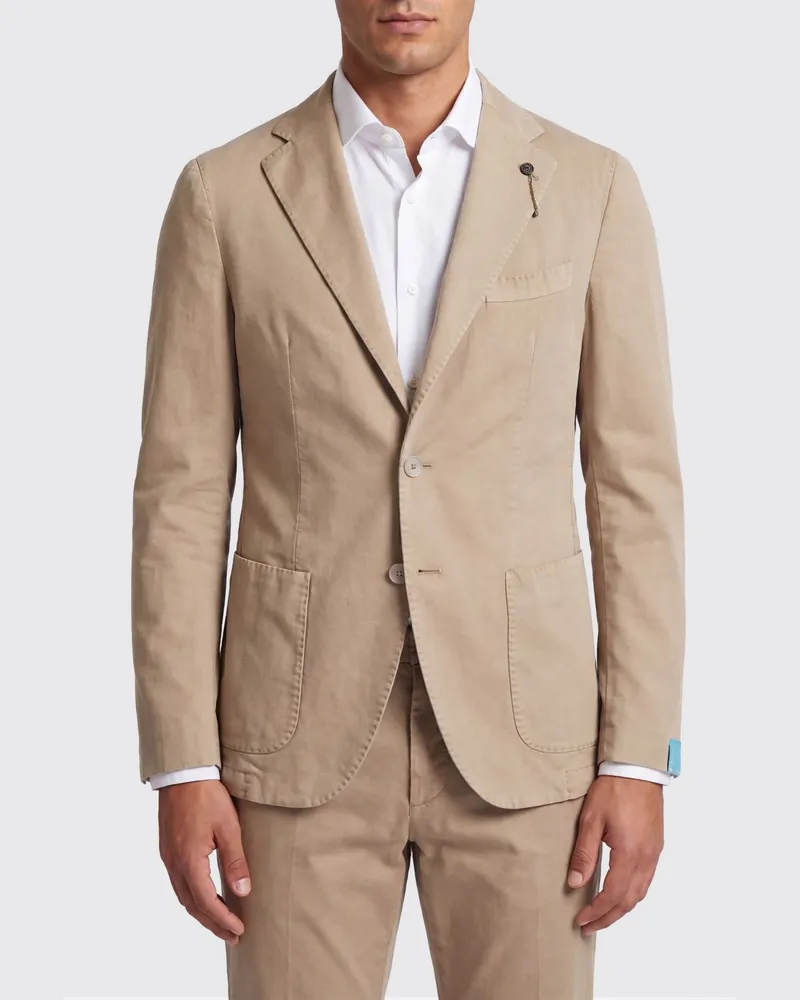 Biagio Santaniello Einreihiger Baumwollblazer Braun