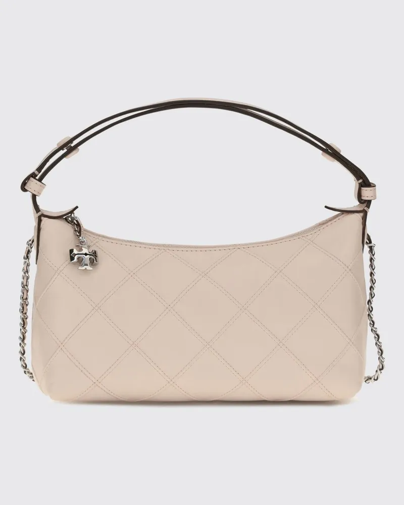 Tory Burch Gesteppte Fleming Mini-Schultertasche von aus Glattleder mit Logo Pink