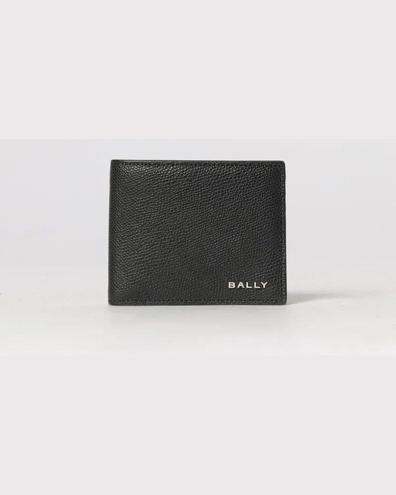 Bally Bifold-Brieftasche aus genarbtem Kalbsleder mit laminiertem Logo Schwarz