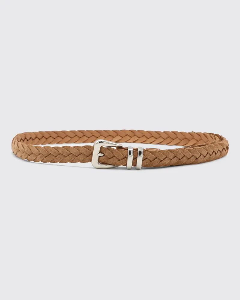 Brunello Cucinelli Geflochtener Wildledergürtel aus Kalbsleder Beige