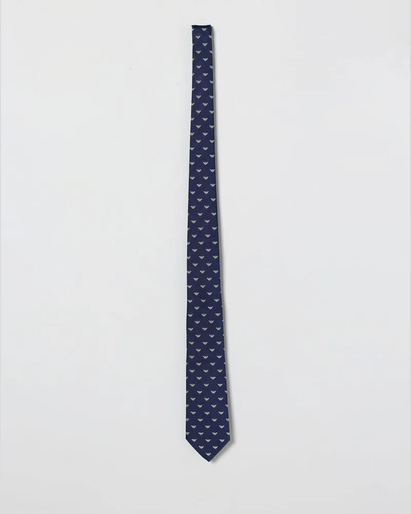 Emporio Armani Seidenkrawatte mit Monogramm Blau