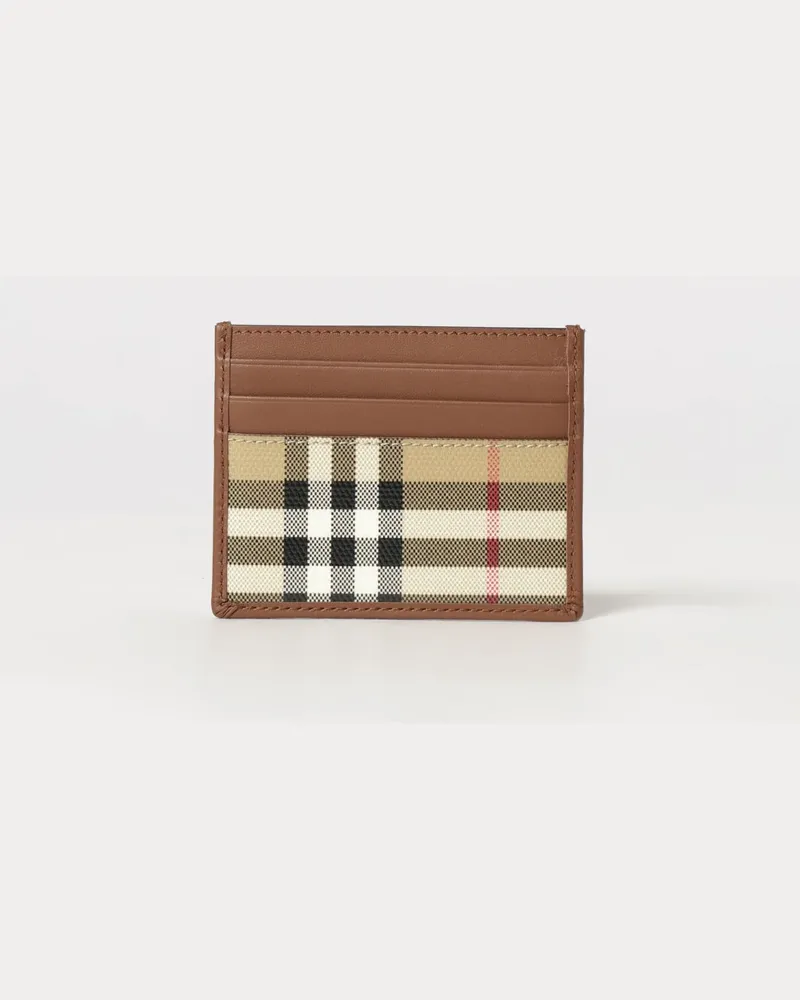 Burberry Kartenetui von aus beschichteter Baumwolle im Check-Muster mit sechs Fächern Beige