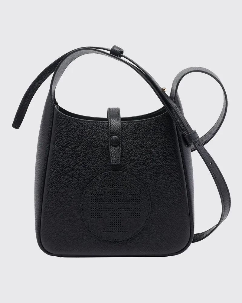 Tory Burch Miller Swing Schultertasche aus Kalbsleder mit Double T-Logo Schwarz