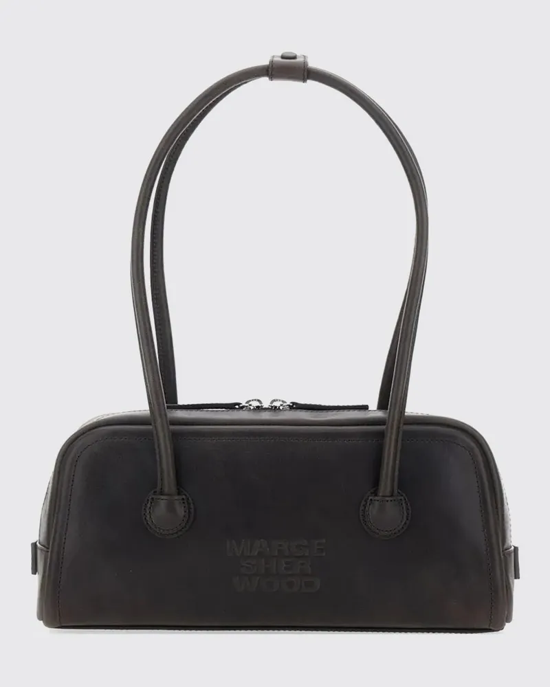 Marge Sherwood Boston Bag aus gealtertem Leder Schwarz