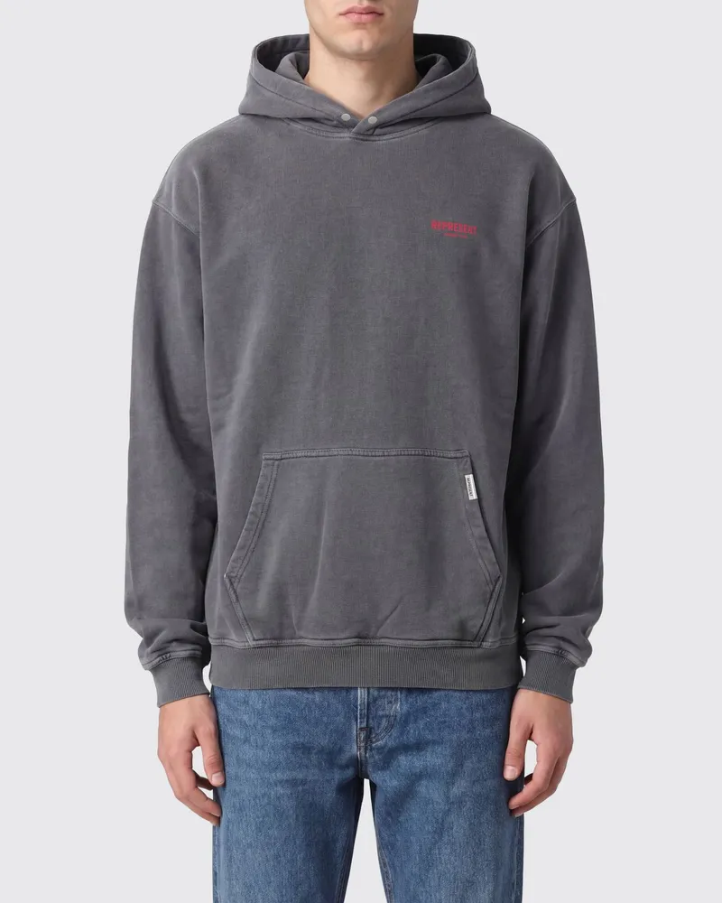 REPRESENT Relaxed-Fit-Hoodie aus Baumwolle von mit gedrucktem Logo Grau