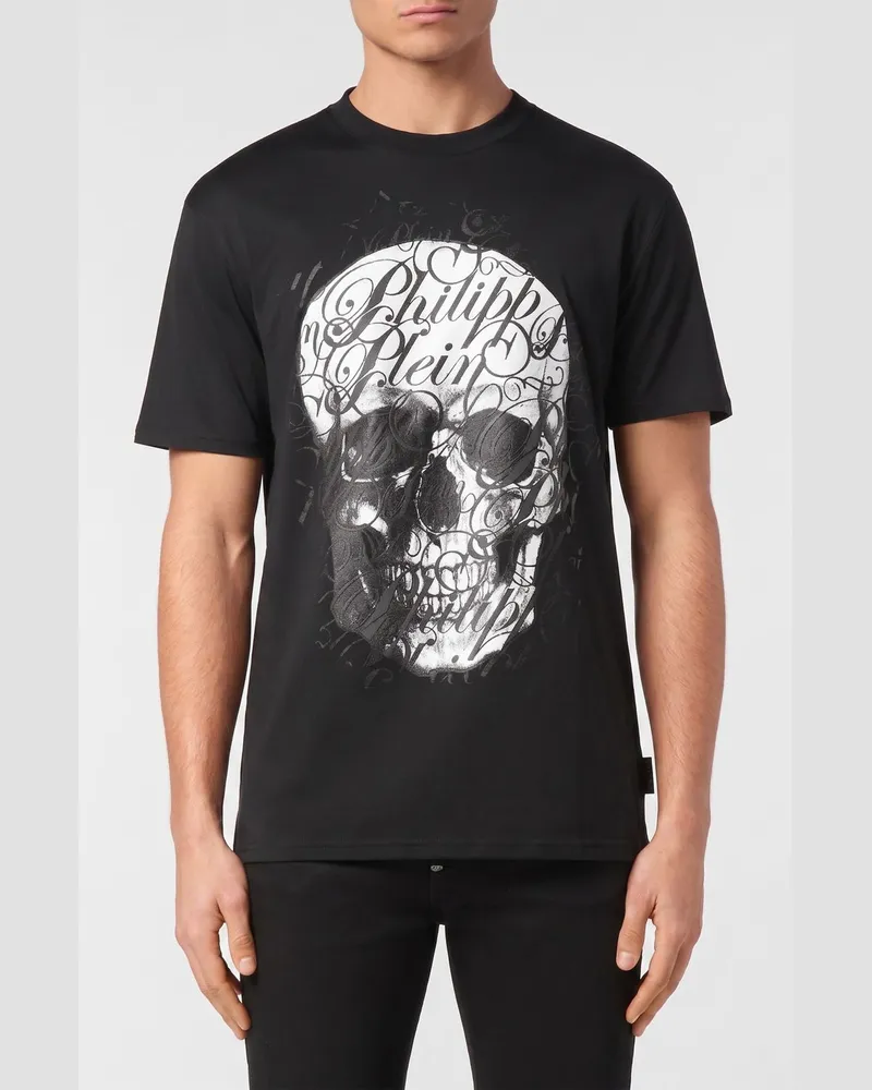 Philipp Plein Skull Baumwoll-T-Shirt Schwarz