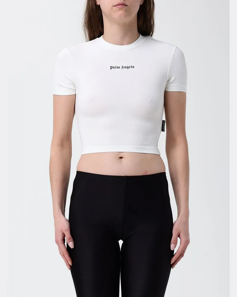 Palm Angels Stretch-Baumwoll-Crop-Top mit Logo Weiß
