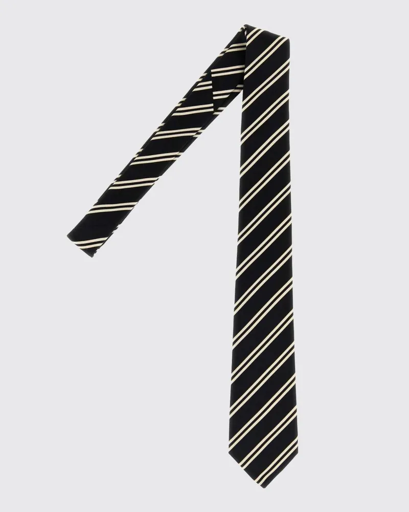 Saint Laurent 7 cm breite gestreifte Krawatte aus reiner Seide von Schwarz