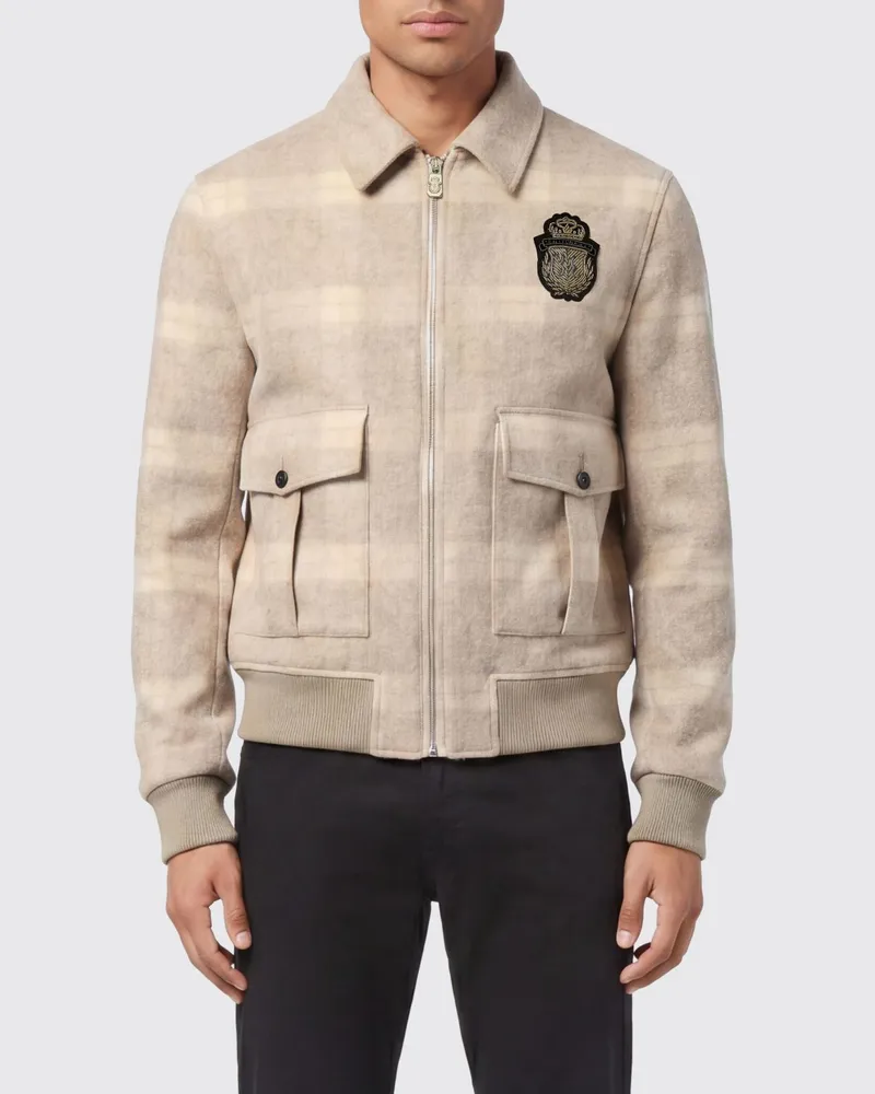 Billionaire Jacke aus Tartan-Wolltuch Beige