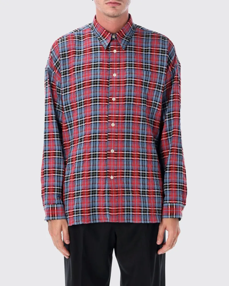 Sunflower Tartan-Hemd aus einer Baumwoll-Leinen-Mischung mit klassischem Kragen Rot
