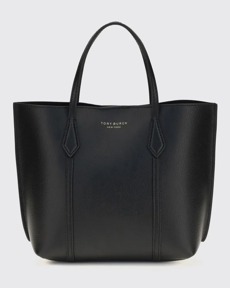Tory Burch Perry Mini-Handtasche aus genarbtem Leder mit herausnehmbarem Etui Schwarz
