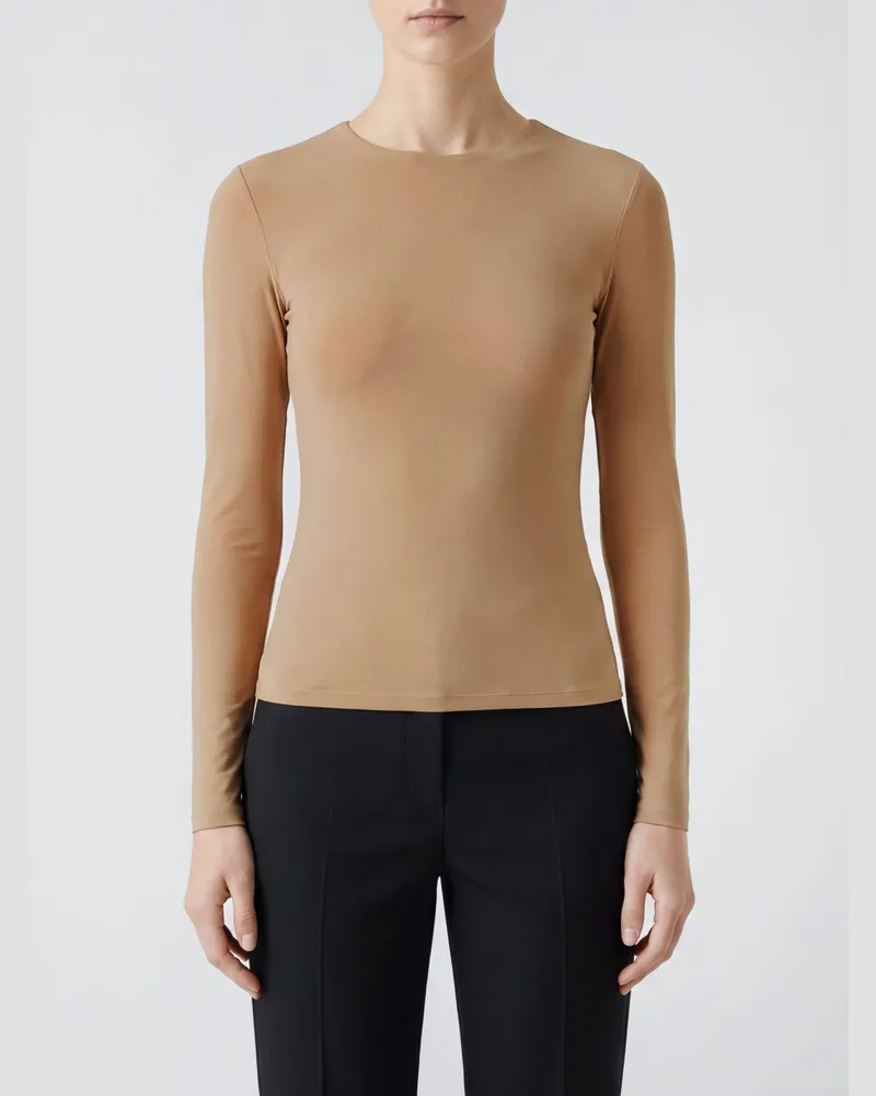 Jil Sander Langärmeliges Slim Fit Top aus Stretch-Jersey Pink