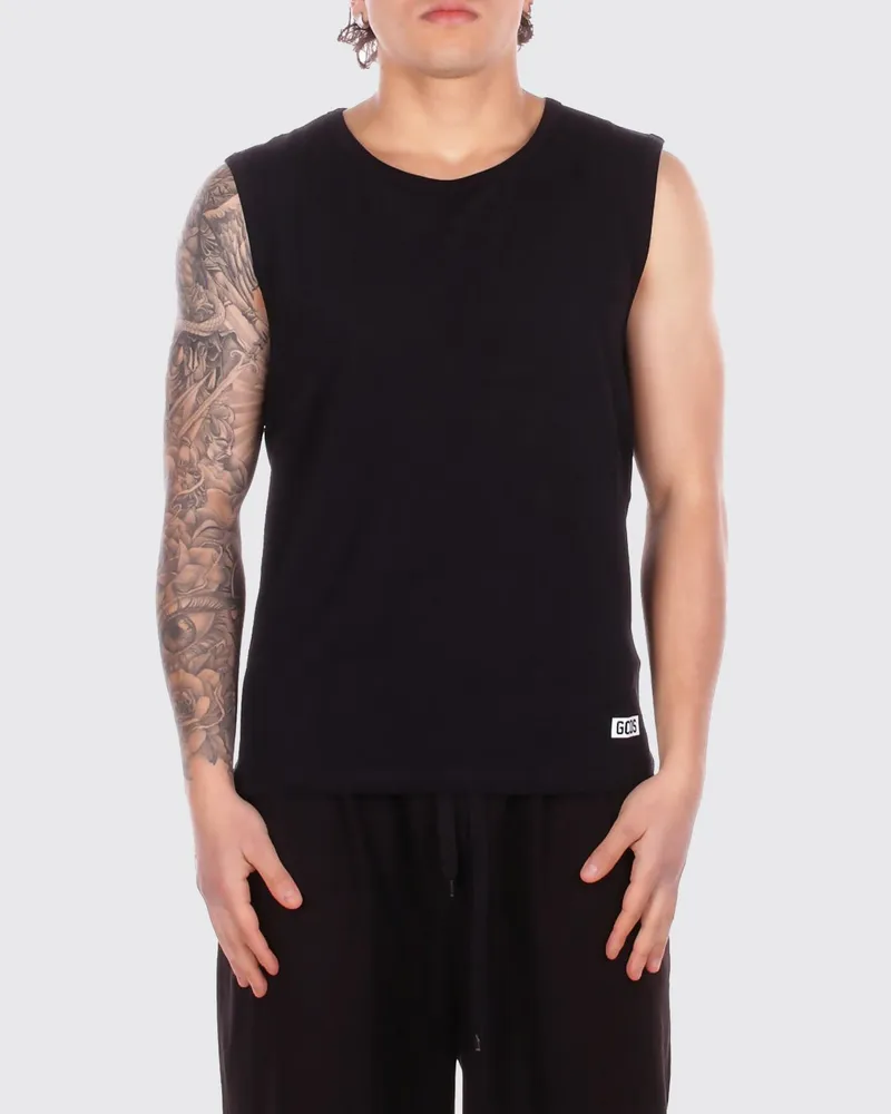 GCDS Baumwoll-Tanktop mit Logo Schwarz