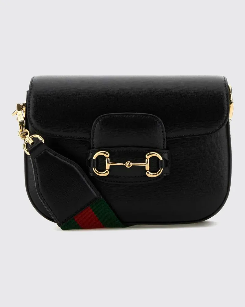 Gucci Horsebit 1955 Mini-Schultertasche von aus Leder mit abnehmbarem Riemen Schwarz