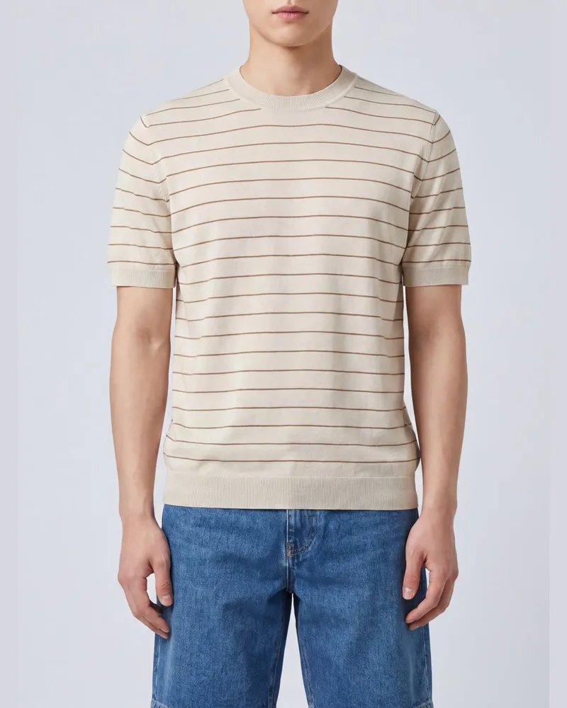 LARDINI Gestreiftes Seidenstrickoberteil Nude
