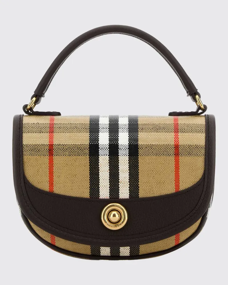 Burberry Highlands Mini-Halbmondtasche von aus Vintage-Check-Canvas und Leder Sand