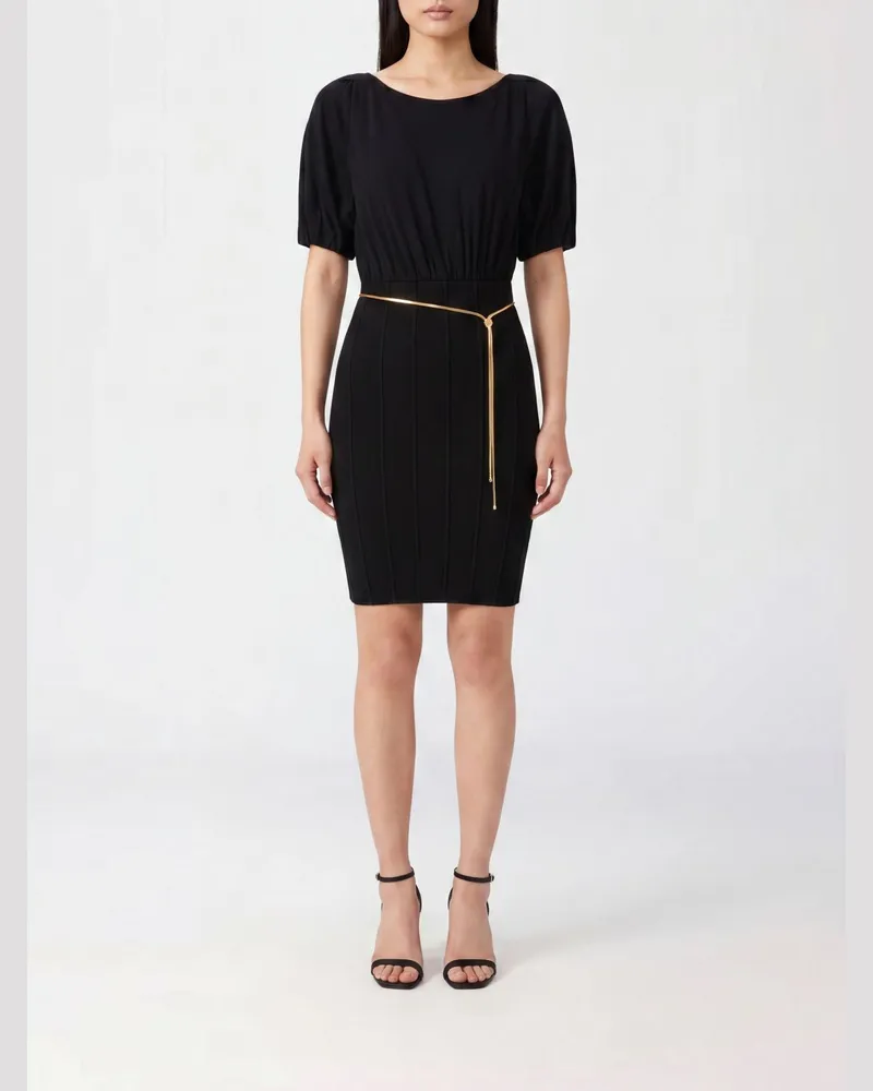 Elisabetta Franchi Viskose-Strickkleid Schwarz