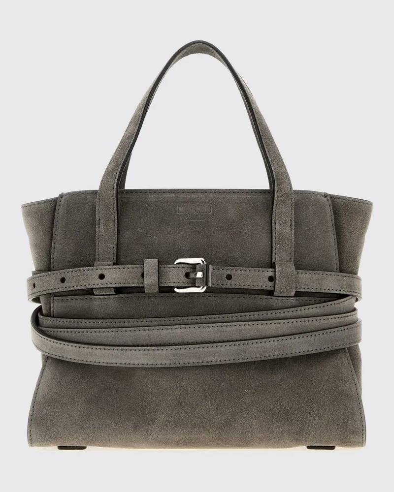 Moschino Wildleder-Handtasche Tie Me mit Schulterriemen Grau