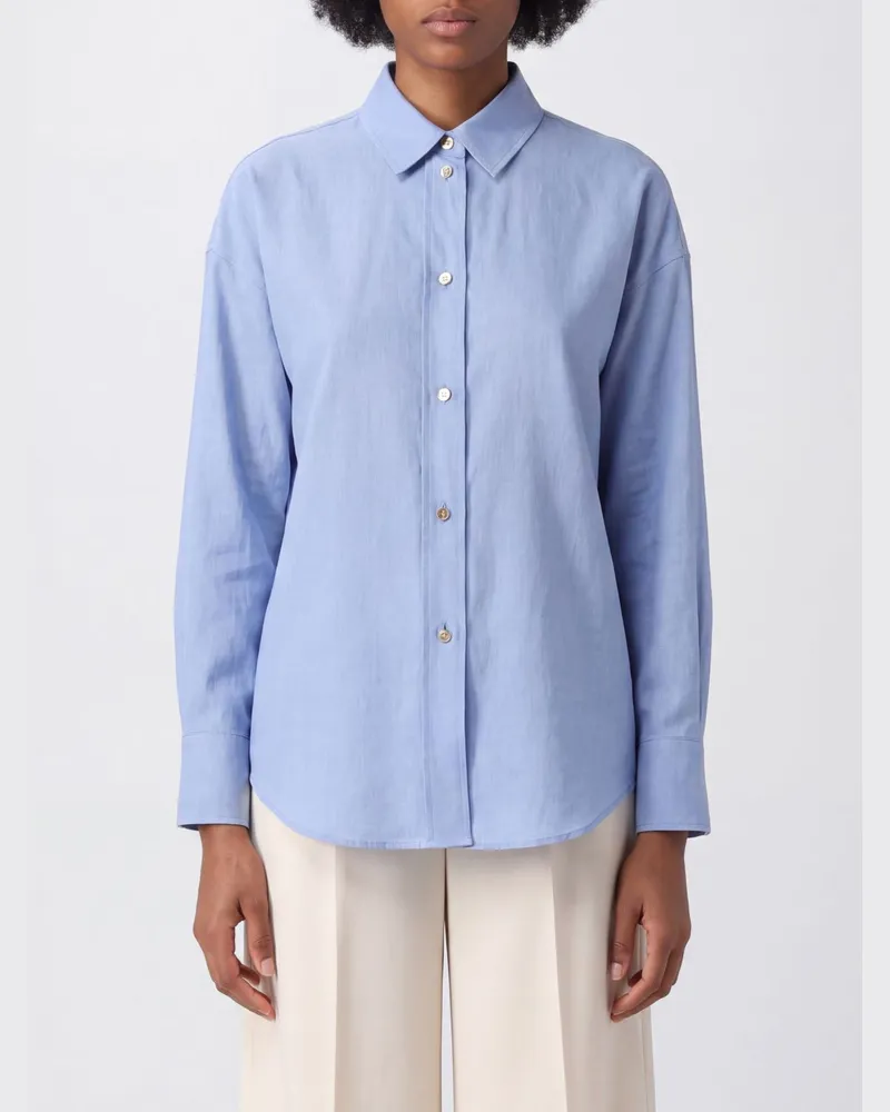 Max Mara Slim-Fit-Langarmhemd aus Baumwolle Blau