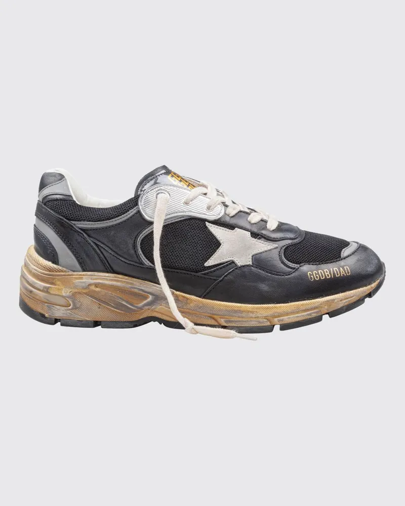 Golden Goose Dad-Star Sneaker aus Leder und Mesh mit Used-Effekt Schwarz