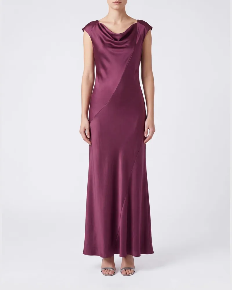 Alberta Ferretti Langes Satin-Slipkleid für feierliche Anlässe Rot