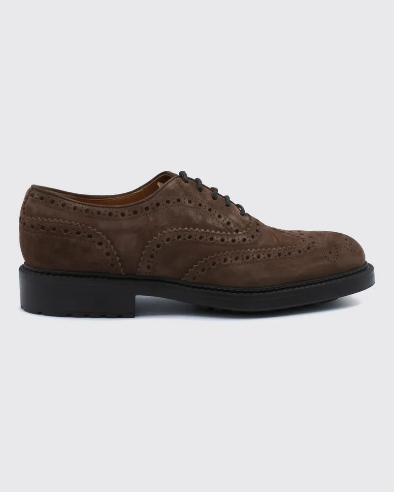 Doucal´s Derby-Schuhe aus Wildleder mit Brogue-Verzierung von Tabak