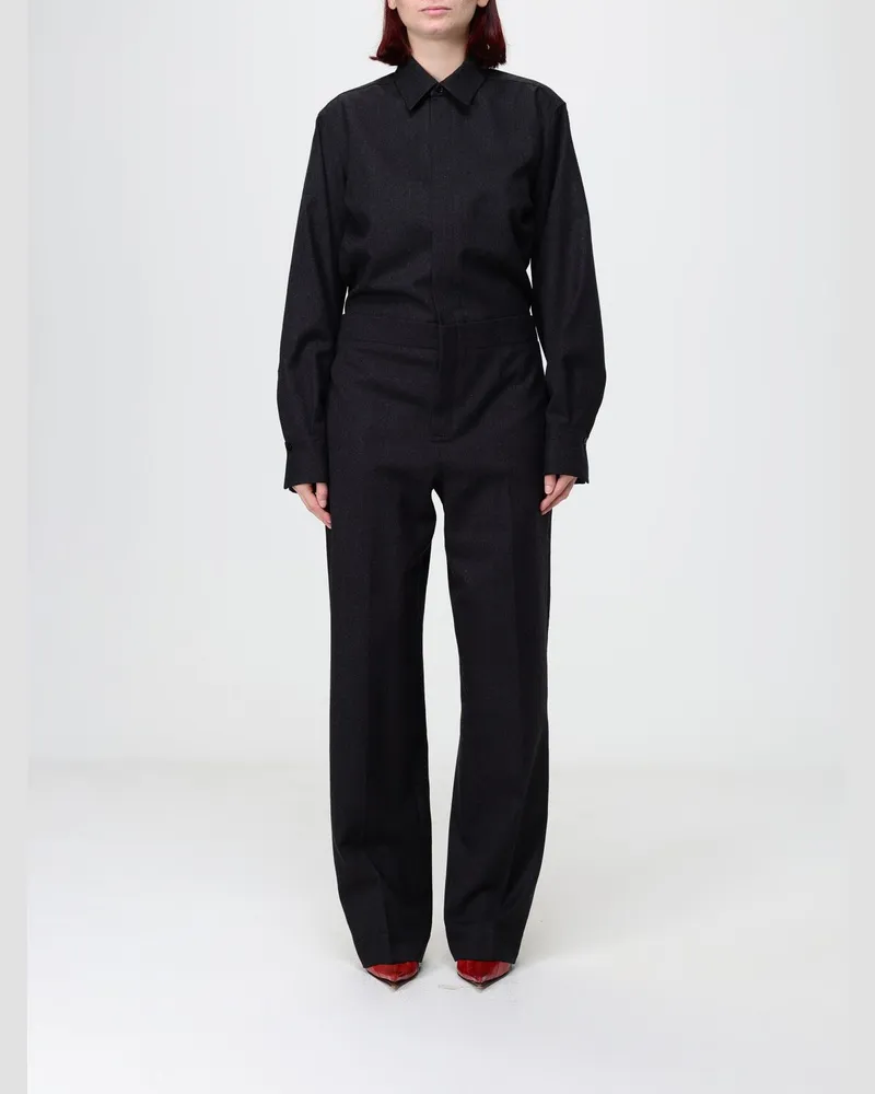 Victoria Beckham Zweiteiliger Wollanzug mit hemdartigem Oberteil Grau