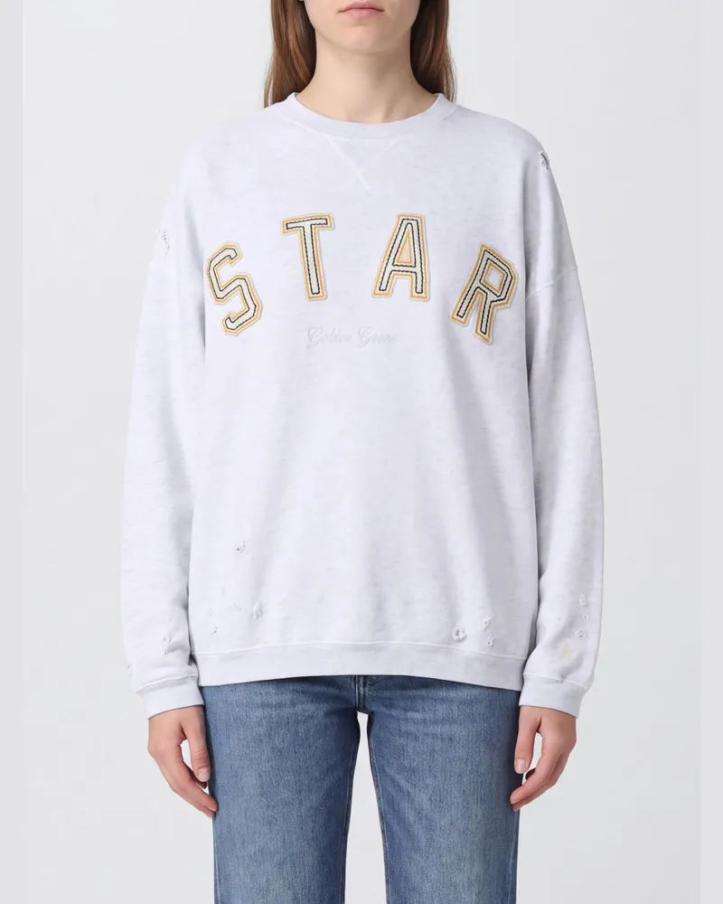Golden Goose Oversized-Sweatshirt aus Baumwolle von mit Kontrastlogo und überschnittenen Schultern Grau
