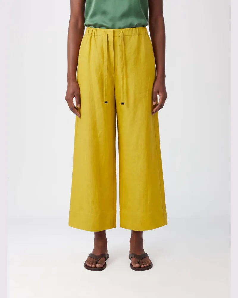 Max Mara Weite Leinenhose Gelb