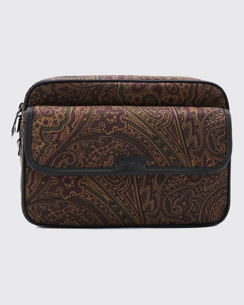 Etro Arnica Umhängetasche aus Nylon mit Paisley-Print und Pegaso-Logo Braun