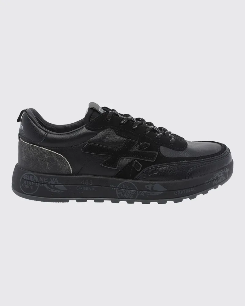 Premiata Nous Sneaker aus Kalbsleder mit gezahnter Sohle Schwarz