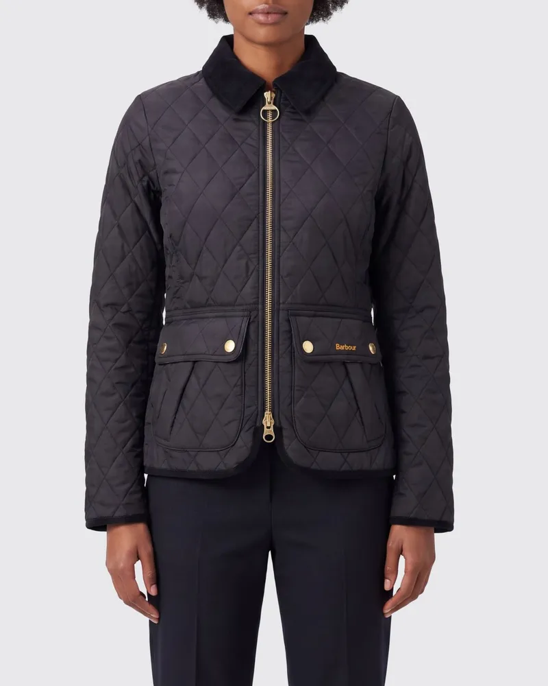 Barbour Beadnell Slim Fit Gesteppte Polyamid-Jacke mit Reißverschluss Schwarz