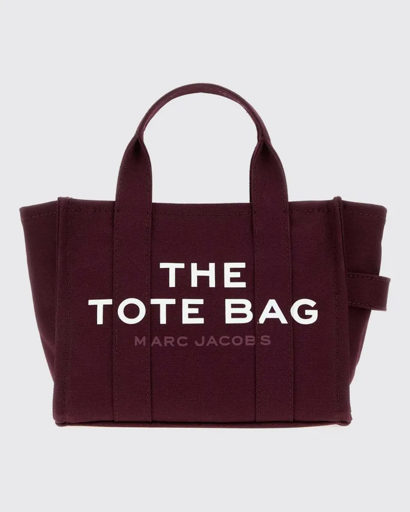 Marc Jacobs The Small Tote Bag aus Baumwolle mit Kontrast-Logo Pflaume