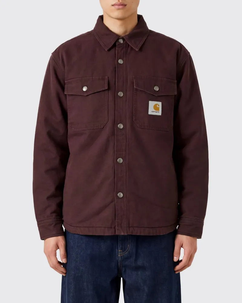 Carhartt WIP Baumwoll-Overshirt mit aufgesetzten Taschen und überschnittenen Schultern Braun