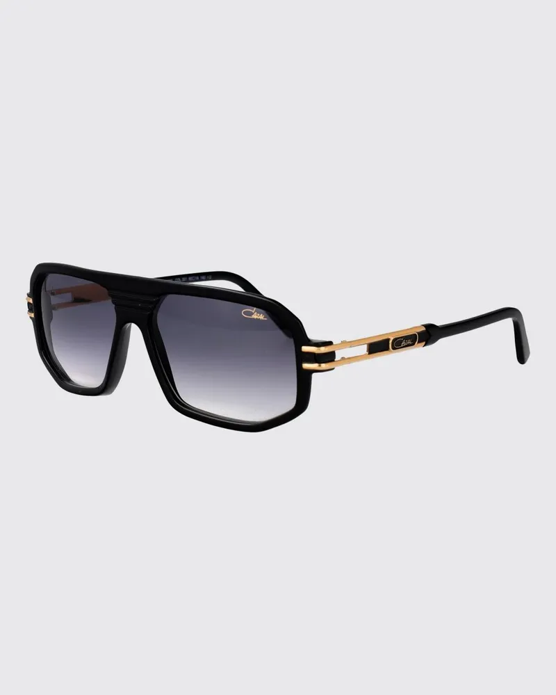 CAZAL Vintage rechteckige Aviator-Sonnenbrille von aus Metall und Acetat Schwarz