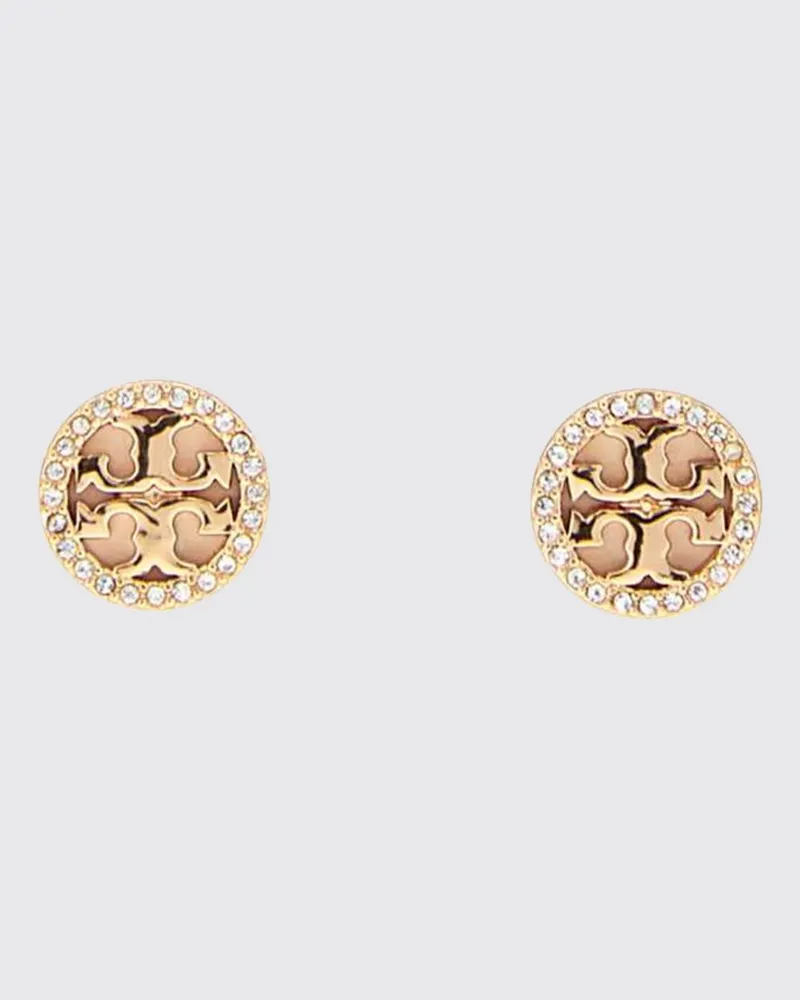Tory Burch Vergoldete Messing-Ohrstecker von mit Double-T-Logo und Kristallen Gold