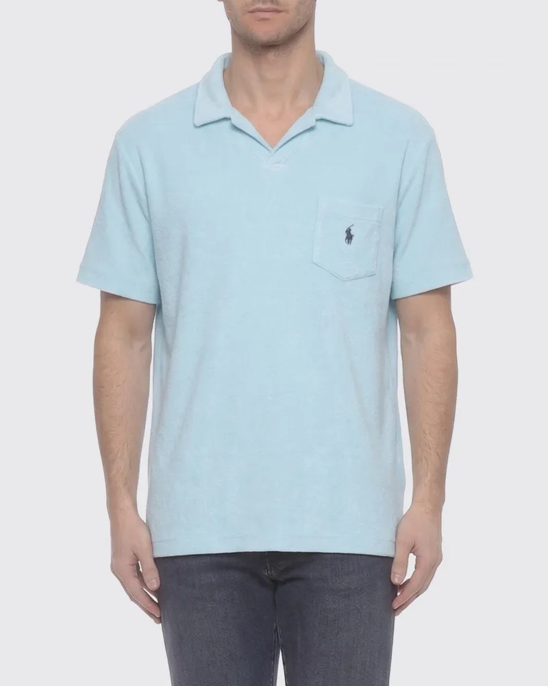 Ralph Lauren Poloshirt aus Baumwollmischung Hellblau