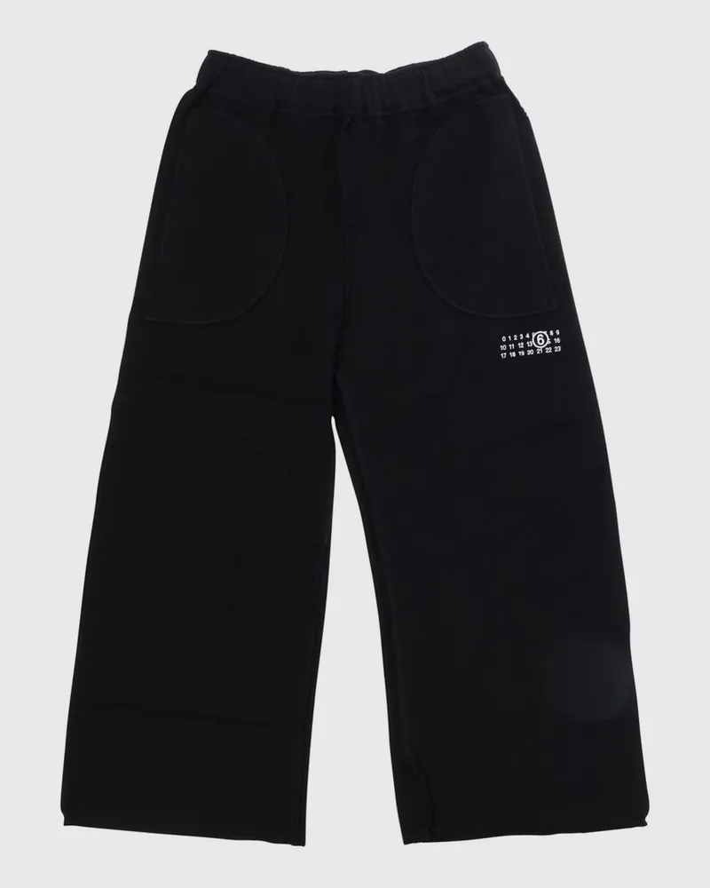 Maison Margiela Sporthose für Jungen aus Baumwolle mit weitem Bein Schwarz