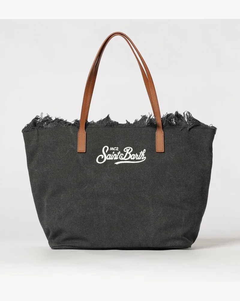 MC2 Saint Barth Schultertasche aus Baumwollmischung mit Logo Schwarz