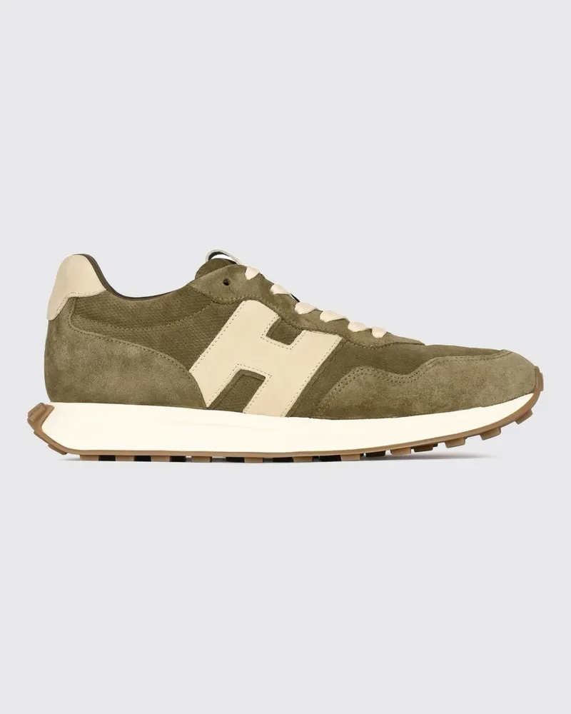 Hogan H641 Sneakers aus Glatt- und Velours-Kalbsleder mit H-Logo Grün