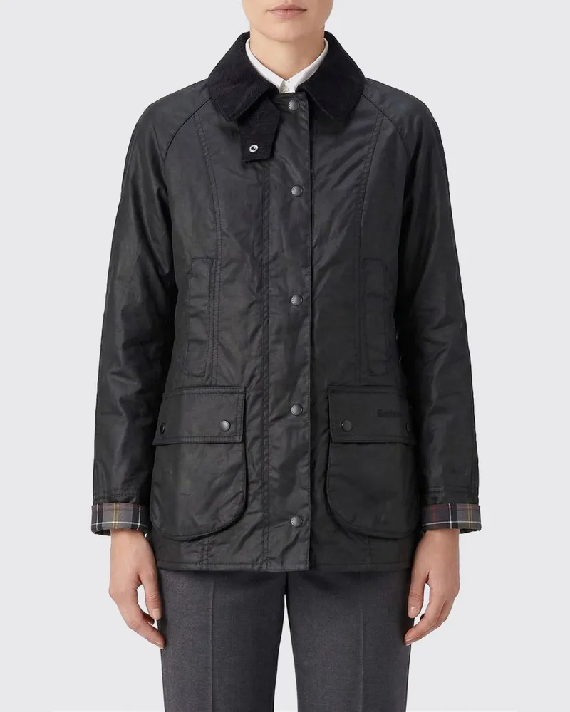 Barbour Beadnell Jacke aus gewachster Baumwolle Schwarz