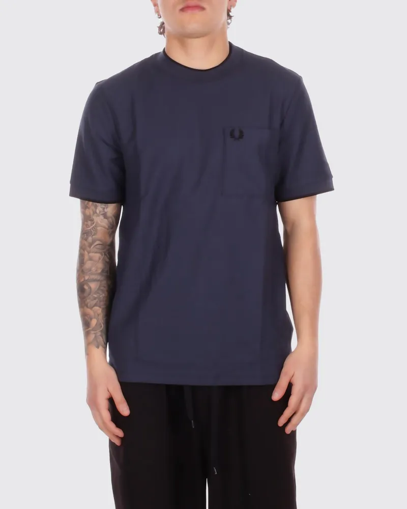 Fred Perry Baumwoll-T-Shirt mit Logo Schwarz