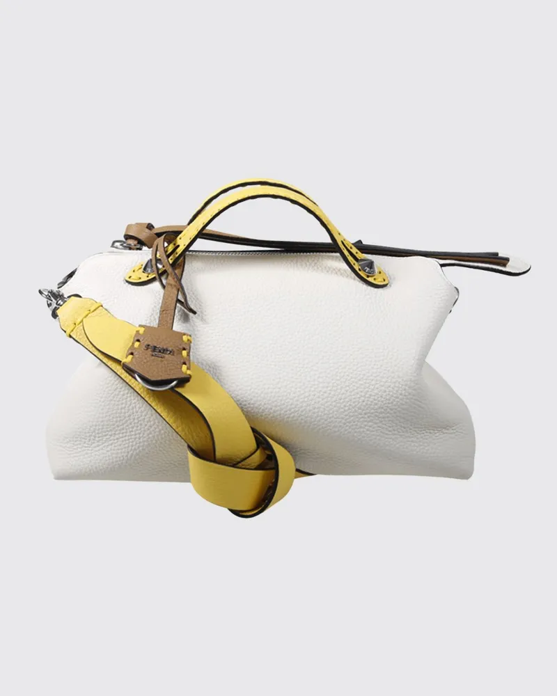 Fendi By The Way Selleria Medium Tasche aus genarbtem Leder Weiß