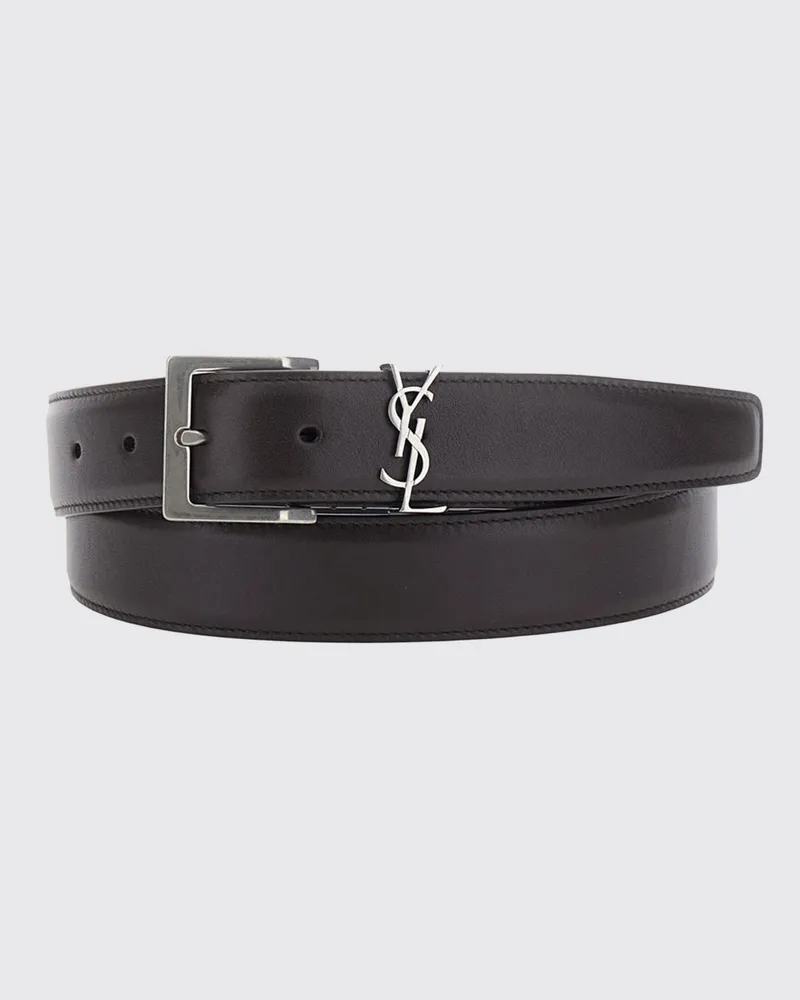 Saint Laurent Cassandre Gürtel aus Kalbsleder mit YSL-Monogramm Braun