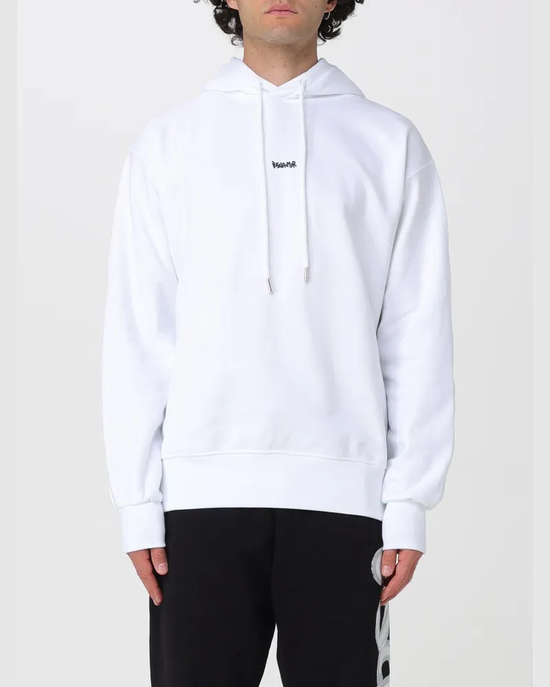 DISCLAIMER Baumwoll-Hoodie von mit Logo-Print und überschnittenen Schultern Weiß