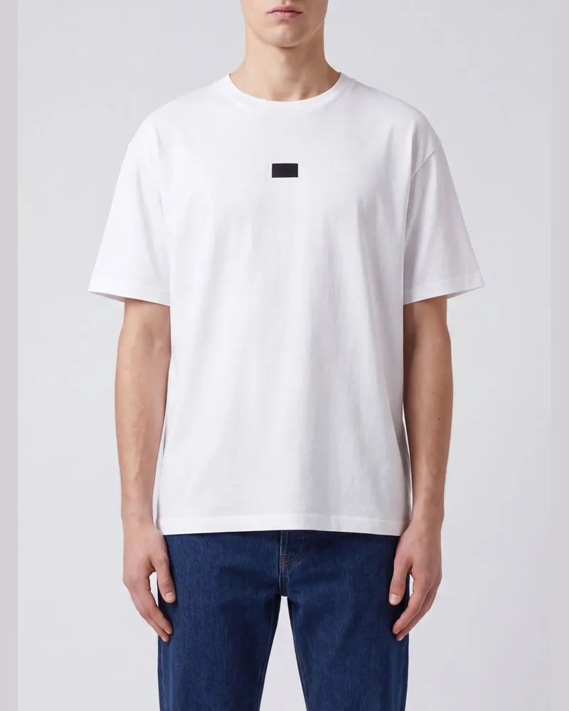 Maison Margiela Kurzärmeliges Rundhals-T-Shirt aus 100% Baumwolle von Weiß