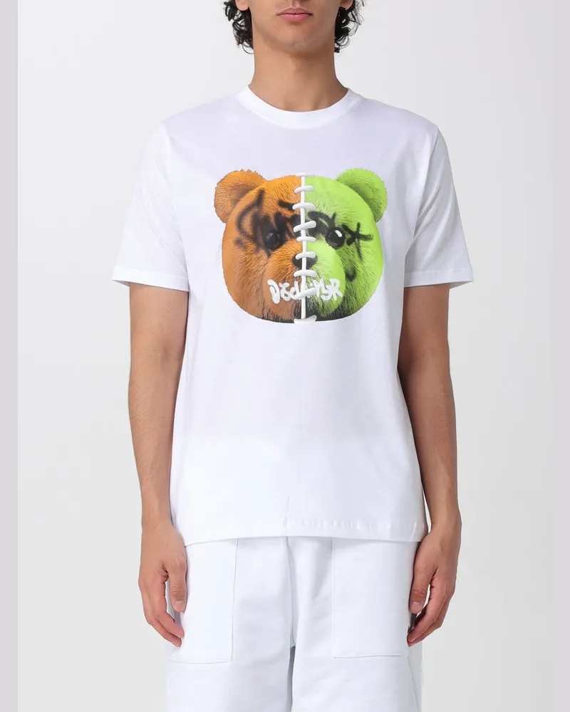 DISCLAIMER Slim Fit Baumwoll-T-Shirt mit Teddybär-Print Weiß